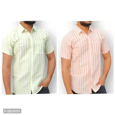 Stylish Multicoloured Cotton Casual Shirt For Men Pack Of 2