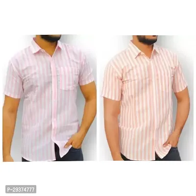 Stylish Multicoloured Cotton Casual Shirt For Men Pack Of 2-thumb0