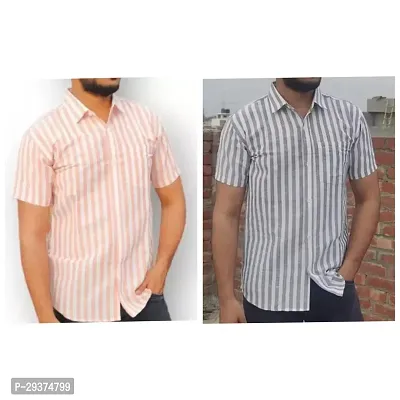 Stylish Multicoloured Cotton Casual Shirt For Men Pack Of 2