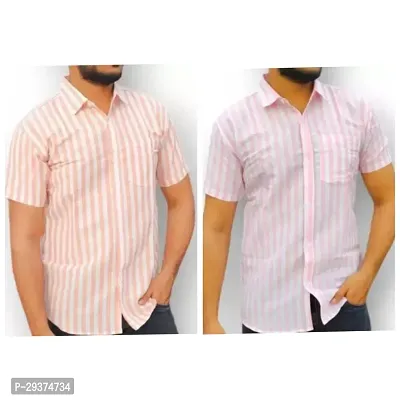 Stylish Multicoloured Cotton Casual Shirt For Men Pack Of 2