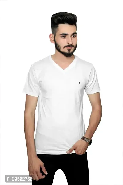 Buy T-Shirts for Men's, Soft and Stretch 100% Cotton, Fashionable Regular  Fit, Short Sleeves with V-Shape Neck Design, Casual for Men's-White  Solid,Large Size. Online In India At Discounted Prices