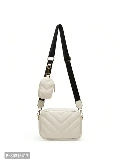 Stylish White PU Solid Sling Bags For Women