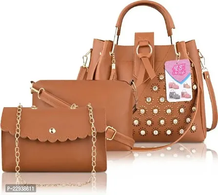Fashion Latest Womens Stylish PU Leather Handbags Set Of (3)