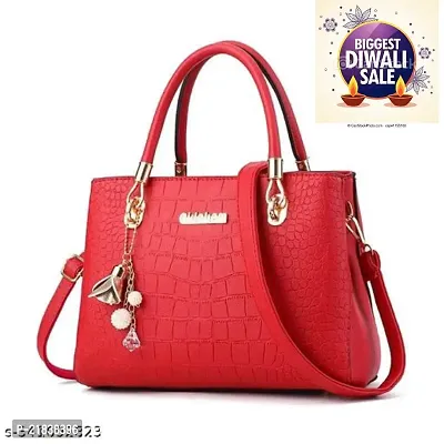 Just Chill Womens Leather Handbags Purses Top-handle Totes Shoulder Bag for Ladies(05-Red-010)