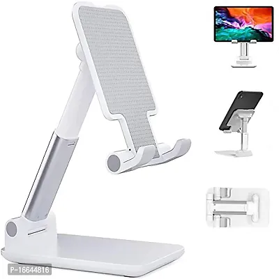 Premium Quality Haau Cell Phone Stand, Haau Angle Height Adjustable Mobile Phone Holder, Table Stand, Foldable Mobile Phone Stand, Mobile Stand For Table For Study (White)-thumb0