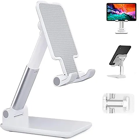 Placehap Adjustable Cell Phone Stand, Foldable Portable Phone Stand Phone Holder for Desk, Tablet Stand Compatible with Mobile Phones/iPad/Tablet/Kindle -(White)