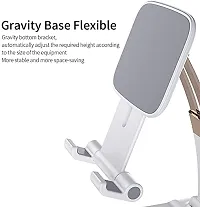 Premium Quality Haau Mobile Stand For Table Adjustable Mobile Phone Foldable Holder Stand Dock Mount Mobile Stand For Online Classes Table Bed Youtuber Video Recoding For All Smartphones, Tabs (White)-thumb2