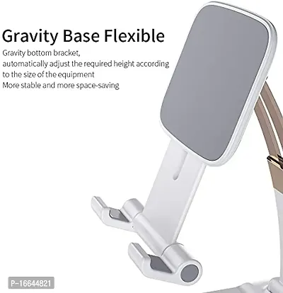 Premium Quality Haau Mobile Stand For Table Adjustable Mobile Phone Foldable Holder Stand Dock Mount Mobile Stand For Online Classes Table Bed Youtuber Video Recoding For All Smartphones, Tabs (White)-thumb3