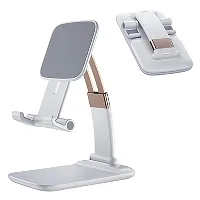 Premium Quality Haau Mobile Stand For Table Adjustable Mobile Phone Foldable Holder Stand Dock Mount Mobile Stand For Online Classes Table Bed Youtuber Video Recoding For All Smartphones, Tabs (White)-thumb1