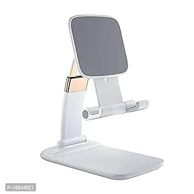 Premium Quality Haau Mobile Stand For Table Adjustable Mobile Phone Foldable Holder Stand Dock Mount Mobile Stand For Online Classes Table Bed Youtuber Video Recoding For All Smartphones, Tabs (White)-thumb0