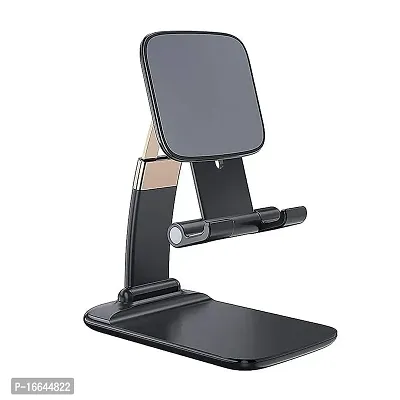 Premium Quality Haau Mobile Stand For Table Adjustable Mobile Phone Foldable Holder Stand Dock Mount Mobile Stand For Online Classes Table Bed Youtuber Video Recoding For All Smartphones, Tabs (Black)-thumb0