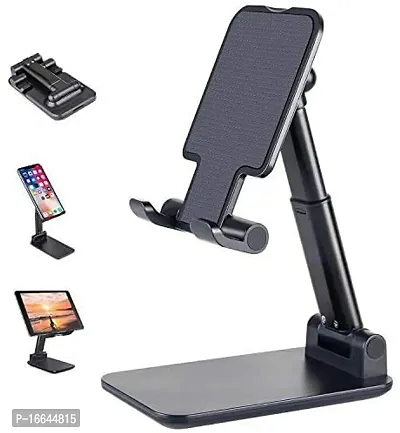 Premium Quality Haau Cell Phone Stand, Haau Angle Height Adjustable Mobile Phone Holder, Table Stand, Foldable Mobile Phone Stand, Mobile Stand For Table For Study (Black)-thumb0