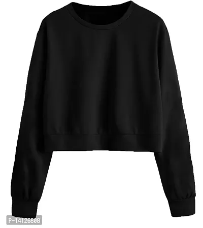 THE BLAZZE 1341 Women's Boxy Round Neck Full Sleeve Crop Top for Women(M,Color_01)