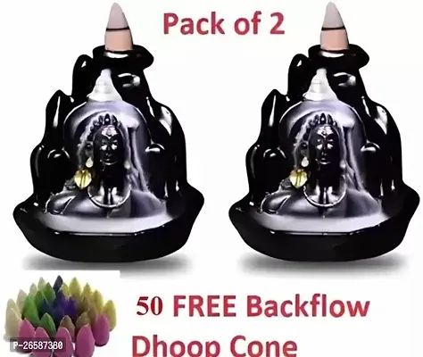Khushi Enterprises Adiyogi Lord Shiva Smoke Backflow Combo With Free 50Pcs Backflow Pack of 2