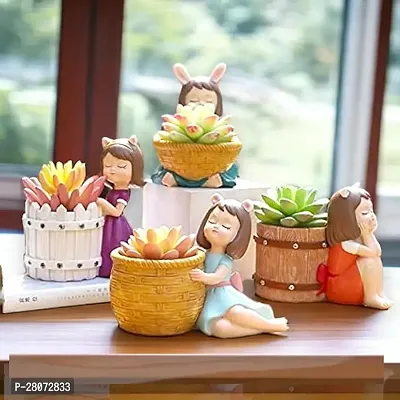Cute Resin Pot 4 Basket Girls Resin Plant Container Set 12 cm-thumb0