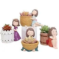 Cute Resin Pot 4 Basket Girls Resin Plant Container Set 12 cm-thumb2