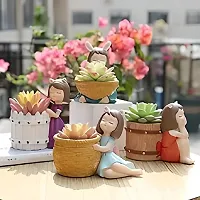 Cute Resin Pot 4 Basket Girls Resin Plant Container Set 12 cm-thumb1