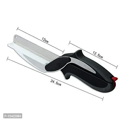 SIDDHI VINAYAK Creation Stainless Steel Vegetables Smart Scissor Cutter Knife for Kitchen, Medium, Multicolour-thumb4