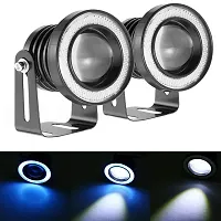 RawatZ 3.5 Inch/89MM COB LED Fog Light Bulbs with Angel Eye Projector Lamp High Power Bright DRL Halo Ring, 7000K For Universal Car(Blue/White)-thumb1