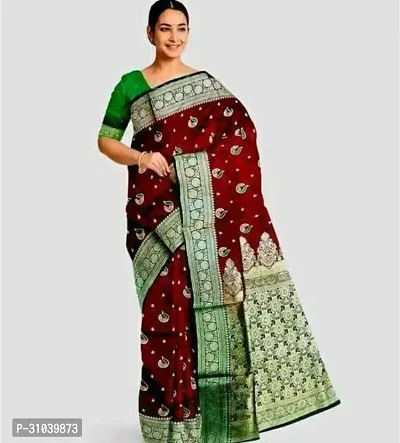 Trendy Banarasi silk saree With Blouse Piece-thumb0