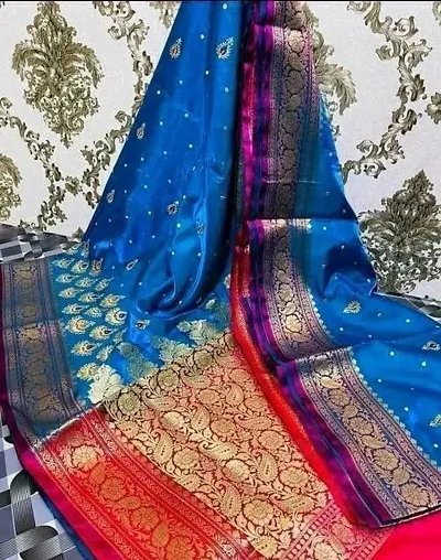 Banarasi Satin Silk Sarees With Blouse Piece