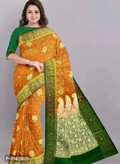 Trendy Banarasi silk saree with Blouse Piece-thumb0