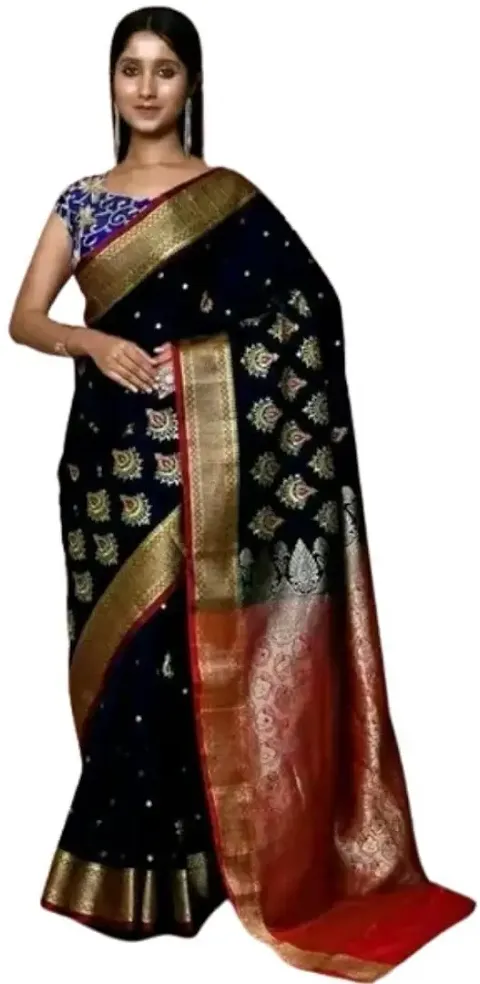 Trendy Zari Silk Sarees With Blouse Piece