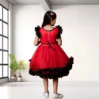 Adorable Red Net Embellished Frock For Girls-thumb2