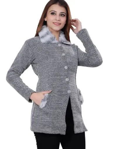 Elegant Self Pattern Acrylic Cardigan For Women