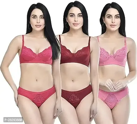 Classic Cotton Bra and Panty Set for Women Pack of 3