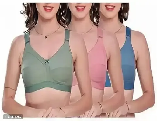 Stylish Multicoloured Cotton Bra For Women Pack Of 3-thumb0