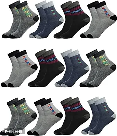 SS Men's And Women Solid Unisex Casual Cotton Ankle/Sneaker Length Design Line Socks Men's Ankle Length Cotton Socks (Pack of 12) ( Multicolored) FREE SIZE-thumb0