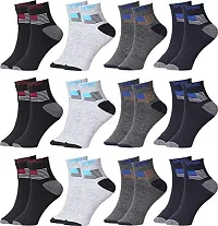 SS Men's And Women Solid Unisex Casual Cotton Ankle/Sneaker Length Design Line Socks Men's Ankle Length Cotton Socks (Pack of 12) ( Multicolored) FREE SIZE-thumb1
