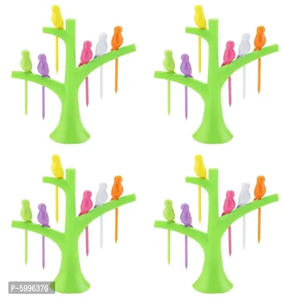 Bird Fork | Fancy Fork |Tree Shape Holder Rack | Cutlery Set | Fork Set for Kids | Fork Set with Stand | Forks Set | Fork Stand | Fork Stand | Fork for Babies | (Pack of 4)