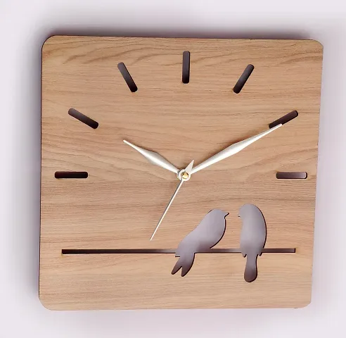 Square Sparrow Wooden Wall Clock