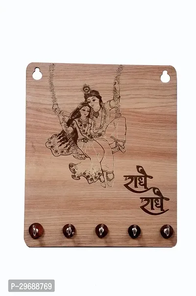 National Radha krishna (Radhe Radhe) on swing single layer wooden keystand