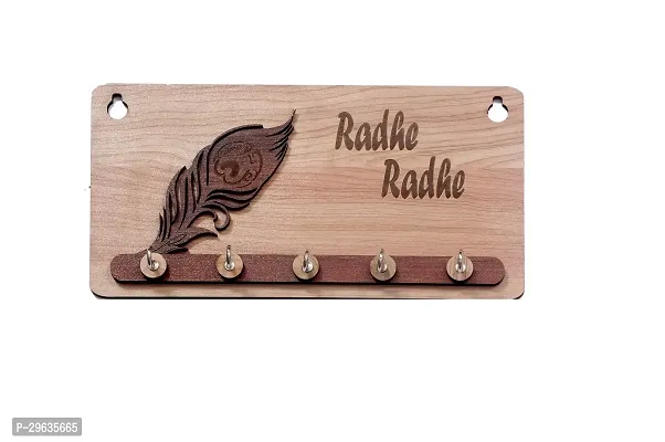 National Radhe Radhe with peacock feather  double layer wooden key stand