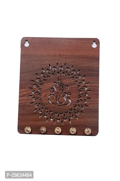 Ganesh Design Single Layer Wooden Key Stand(dark)