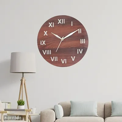 National Wooden Round Roman Numeric Wall Clock-thumb0