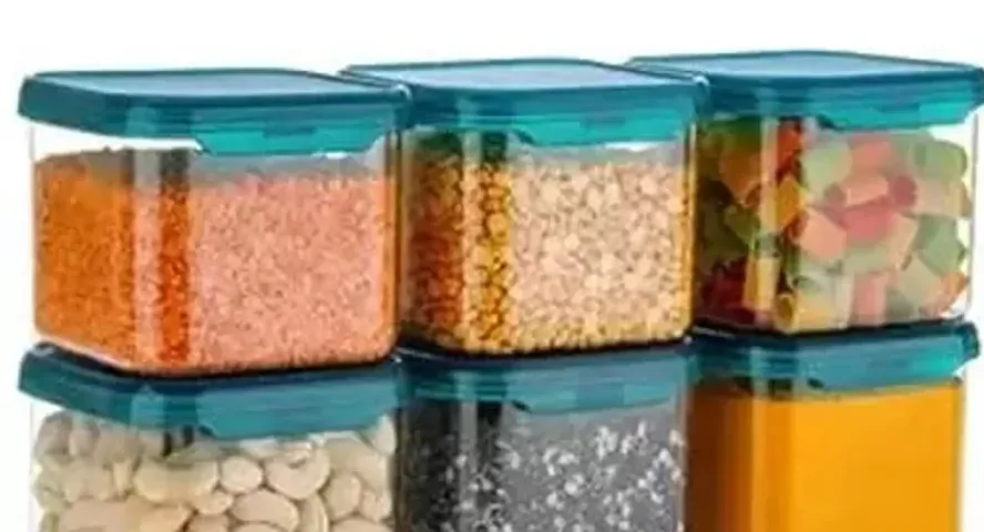 GULMOX BPA Free Plastic Unbreakable Air Tight Square Plastic Containers Set for Kitchen Storage 500ml Kitchen Container, Storage Containers, Plastic Grocery Container(Pack Of 6)