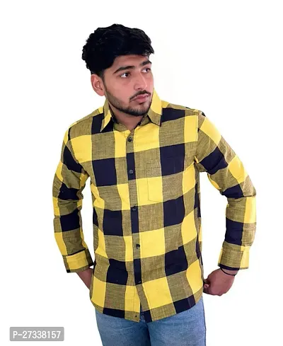 Stylish Multicoloured Pure Cotton Checked Long Sleeves Shirt For Men-thumb0