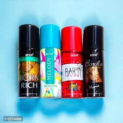 Riya Melody  Bindas  Party Wear  Born Rich Mini Perfume Body Spray (40ml Each) Pack Of 4pcs