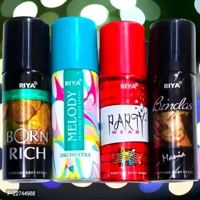 Riya Melody  Bindas  Party Wear  Born Rich Mini Perfume Body Spray Pack Of 4pcs