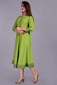 new stylish Women's Rayon Solid Anarkali Kurta (Green-M)-thumb3