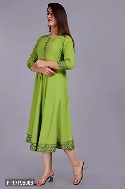 new stylish Women's Rayon Solid Anarkali Kurta (Green-M)-thumb4