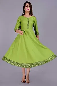 new stylish Women's Rayon Solid Anarkali Kurta (Green-M)-thumb1