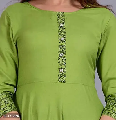 new stylish Women's Rayon Solid Anarkali Kurta (Green-M)-thumb5