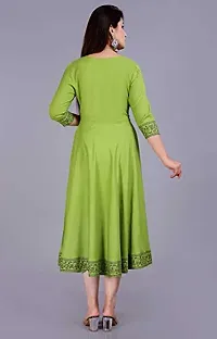 new stylish Women's Rayon Solid Anarkali Kurta (Green-M)-thumb2