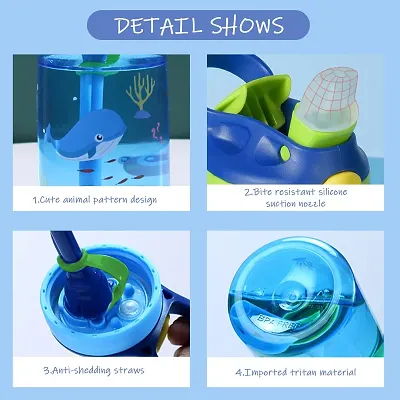 480ML Kids Water Sippy Cup Creative Cartoon Baby Feeding Cups with Straws  Leakproof Water Bottles Outdoor Portable Children Cups