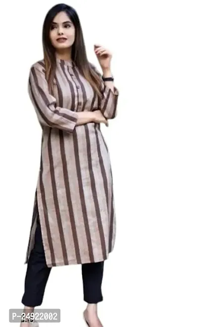 LAXMI CREATION Mahalaxmi Striped South Cotton Kurtis for Women (X-Large, Brown)